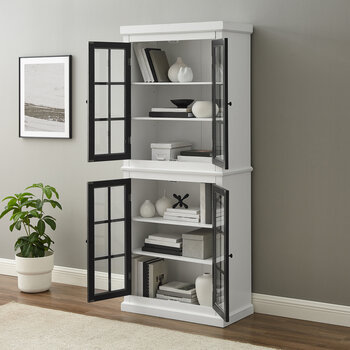 Crosley Furniture  Cecily Tall Storage Pantry- 2 Stackable Pantries In White, 30'' W x 15'' D x 72'' H