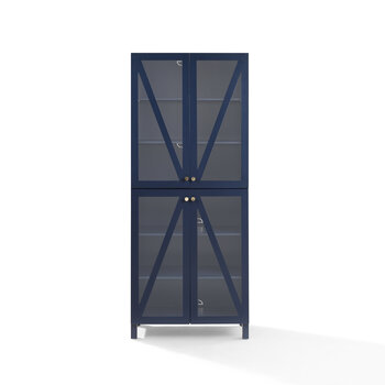 Crosley Furniture  Cassai Tall Storage Pantry - 2 Stackable Pantries In Navy, 30'' W x 16'' D x 72'' H