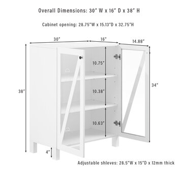 Crosley Furniture  Cassai 2Pc Storage Pantry Set - 2 Tall Pantries In White, 60'' W x 16'' D x 72'' H