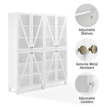 Crosley Furniture  Cassai 2Pc Storage Pantry Set - 2 Tall Pantries In White, 60'' W x 16'' D x 72'' H
