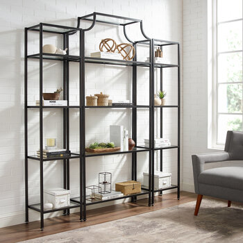 Crosley Furniture Aimee 3 Piece Etagere Set - Large Etagere & 2 Narrow Etageres In Oil Rubbed Bronze, 72'' W x 12'' D x 80-1/2'' H