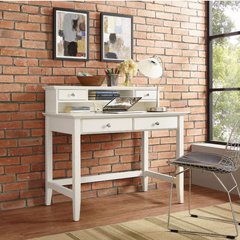 Crosley Furniture Campbell Writing Desk with Hutch, White Finish
