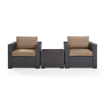 Set w/ Mocha Cushions - 2 Chairs & Coffee Table View 1