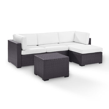 Set in White, Loveseat, Corner Chair, Ottoman, Coffee table, View 2