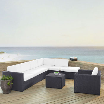 White, 2 Loveseats, Armless Chair, Arm Chair, Coffee Table, Ottoman - Example View