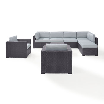 Set in Mist, 2 Loveseats, 2 Armchairs, Armless Chair, Coffee Table & Ottoman, View 1