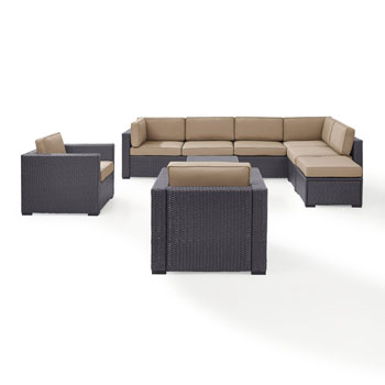 Set in Mocha, 2 Loveseats, 2 Armchairs, Armless Chair, Coffee Table & Ottoman, View 1