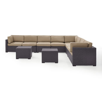 Set in Mocha, 3 Loveseats, 2 Armless Chairs, & 2 Coffee Tables, View 1