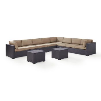 Set in Mocha, 3 Loveseats, 2 Armless Chairs, & 2 Coffee Tables, View 2