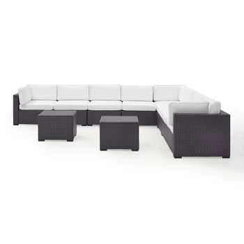 Set in White, 3 Loveseats, 2 Armless Chairs, & 2 Coffee Tables, View 1