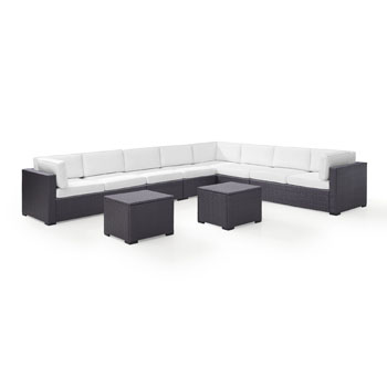 Set in White, 3 Loveseats, 2 Armless Chairs, & 2 Coffee Tables, View 2