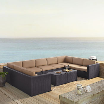 Mocha, 4 Loveseats, Armless Chair & Coffee Table, Lifestyle View