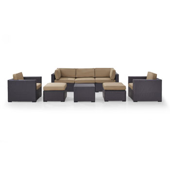 Mocha, Loveseat, 2 Arm Chairs, Corner Chair, Coffee Table, 2 Ottomans - Product View 1