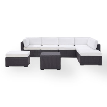 White, 2 Loveseats, Armless Chair, Coffee Table, 2 Ottomans - Product View 1