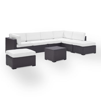 White, 2 Loveseats, Armless Chair, Coffee Table, 2 Ottomans - Product View 2