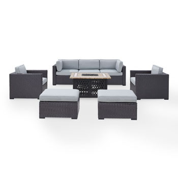 Mist, Loveseat, Corner Chair, 2 Arm Chairs, 2 Ottomans, Tucson Firetable - Product View 1