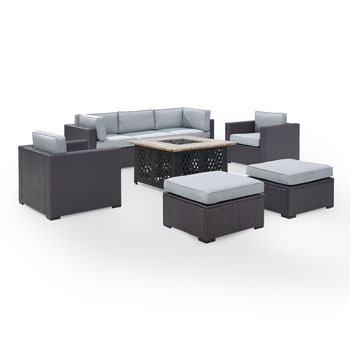 Mist, Loveseat, Corner Chair, 2 Arm Chairs, 2 Ottomans, Tucson Firetable - Product View 2