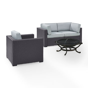 Set in Mist, 2 Corner Chairs, 1 Armchair & Firepit, View 2