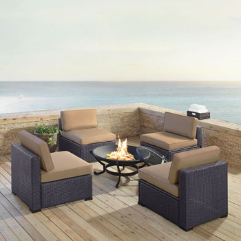 Set in Mocha, 4 Chairs, & Firepit, Lifestyle View