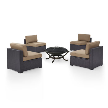 Set in Mocha, 4 Chairs, & Firepit, View 3