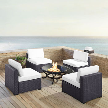 Set in White, 4 Chairs, & Firepit, Lifestyle View