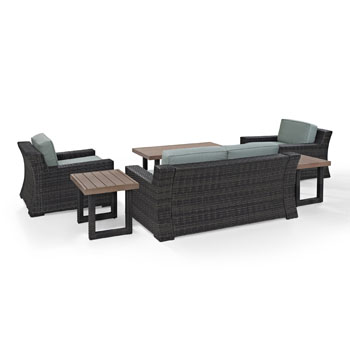 Verkeerd Tips Landelijk Beaufort 5 pc Outdoor Patio Wicker Seating Set with Mist Cushion -  Loveseat, Two Chairs, Coffee Table, Side Table by Crosley Furniture |  KitchenSource.com