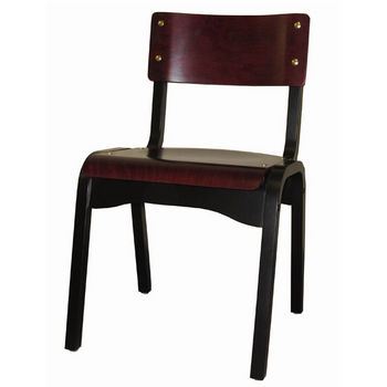 Cambridge Carlo Stacking Chair Custom, Wooden Frame & Seat in Different Stains