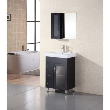 Milan 24 Wide Single Sink Vanity Set With Matching Wall Mirror