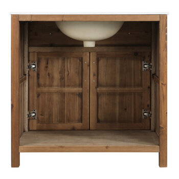 Design Element Bryson 36'' W Bathroom Vanity Cabinet Base Only in Walnut, 35-1/4'' W x 21-1/2'' D x 34-1/2'' H, Back View