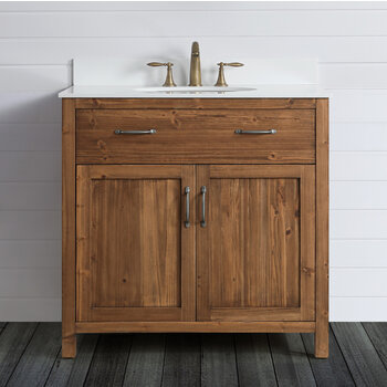 Design Element Bryson 36'' W Bathroom Vanity Cabinet Base Only in Walnut, 35-1/4'' W x 21-1/2'' D x 34-1/2'' H, Angle View