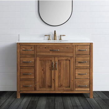 Design Element Bryson 48'' W Bathroom Vanity Cabinet Base Only in Walnut, 47'' W x 21-1/2'' D x 34-1/2'' H, Installed View