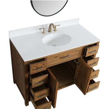 Design Element Bryson 48'' W Bathroom Vanity Cabinet Base Only in Walnut, 47'' W x 21-1/2'' D x 34-1/2'' H, Opened View