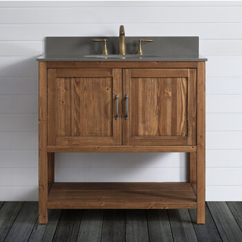 Design Element Austin 36'' W Bathroom Vanity Cabinet Base Only in Walnut, 35-1/4'' W x 21-1/2'' D x 34-1/2'' H, Angle View