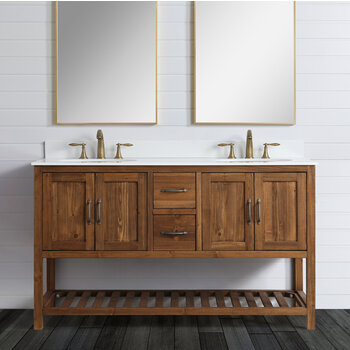 Design Element Austin 60'' W Bathroom Vanity Cabinet Base Only in Walnut, 59'' W x 21-1/2'' D x 34-1/2'' H, Installed View
