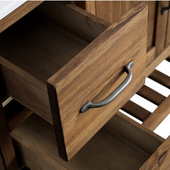 Design Element Austin 60'' W Bathroom Vanity Cabinet Base Only in Walnut, 59'' W x 21-1/2'' D x 34-1/2'' H, Opened Drawer View