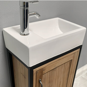 Design Element Bristol 18-1/2'' Single Sink Vanity in Natural Wood with Porcelain Countertop, Top View