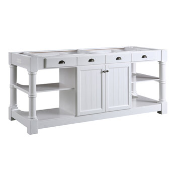 Design Element Monterey 80'' Kitchen Island in White with White Quartz Sintered Stone Countertop, White w/ Stone Top Base Cabinet View