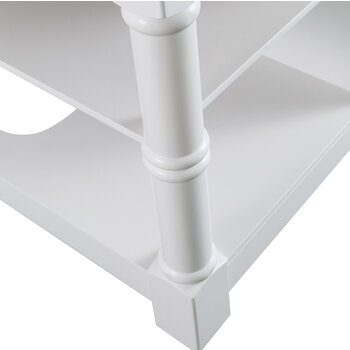 Design Element Monterey 80'' Kitchen Island in White with Dark Walnut Veneered Wood Countertop, White w/ Wood Top Base View