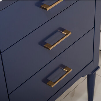Design Element Mason 24'' Single Sink Vanity In Blue with Porcelain Countertop, Decorative Hardware