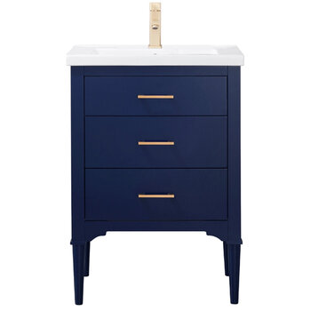 Design Element Mason 24'' Single Sink Vanity In Blue with Porcelain Countertop, Front Product View