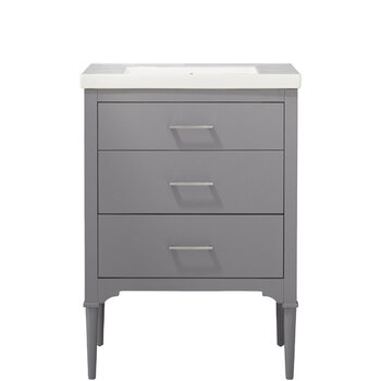 Design Element Mason 24'' Single Sink Vanity In Gray with Porcelain Countertop, Product Front View