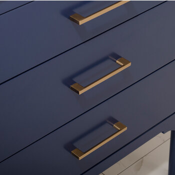 Design Element Mason 30'' Single Sink Vanity In Blue with Porcelain Countertop, Decorative Hardware