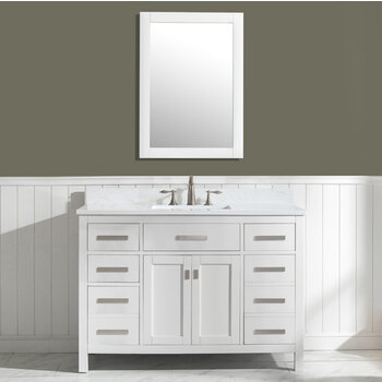 Design Element Valentino 48'' Single Sink Vanity in White with Carrara White Marble Countertop, Installed View