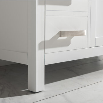 Design Element Valentino 48'' Single Sink Vanity in White with Carrara White Marble Countertop, Leg View