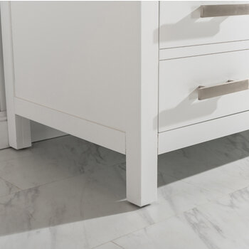 Design Element Valentino 54'' Single Sink Vanity in White with Carrara White Marble Countertop, Leg View