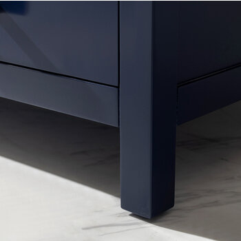 Design Element Valentino 60'' Double Sink Vanity in Blue with Carrara White Marble Countertop, Leg View