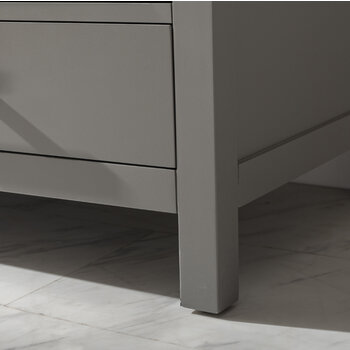 Design Element Valentino 72'' Double Sink Vanity in Gray with Carrara White Marble Countertop, Leg View