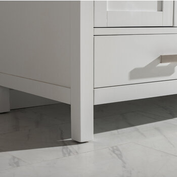 Design Element Valentino 72'' Double Sink Vanity in White with Carrara White Marble Countertop, Leg View