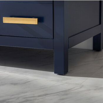 Design Element Valentino 84'' Double Sink Vanity in Blue with White Quartz Countertop, Leg View