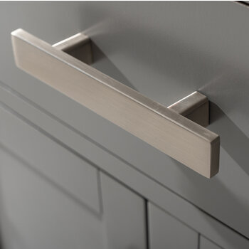 Design Element Valentino 84'' Double Sink Vanity in Gray with White Quartz Countertop, Decorative Hardware